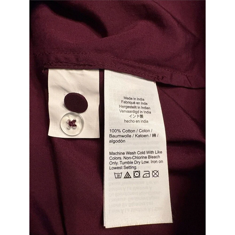 Madewell V-Neck Button-Front Top puff long sleeve burgundy Women’s Size XXS NWT